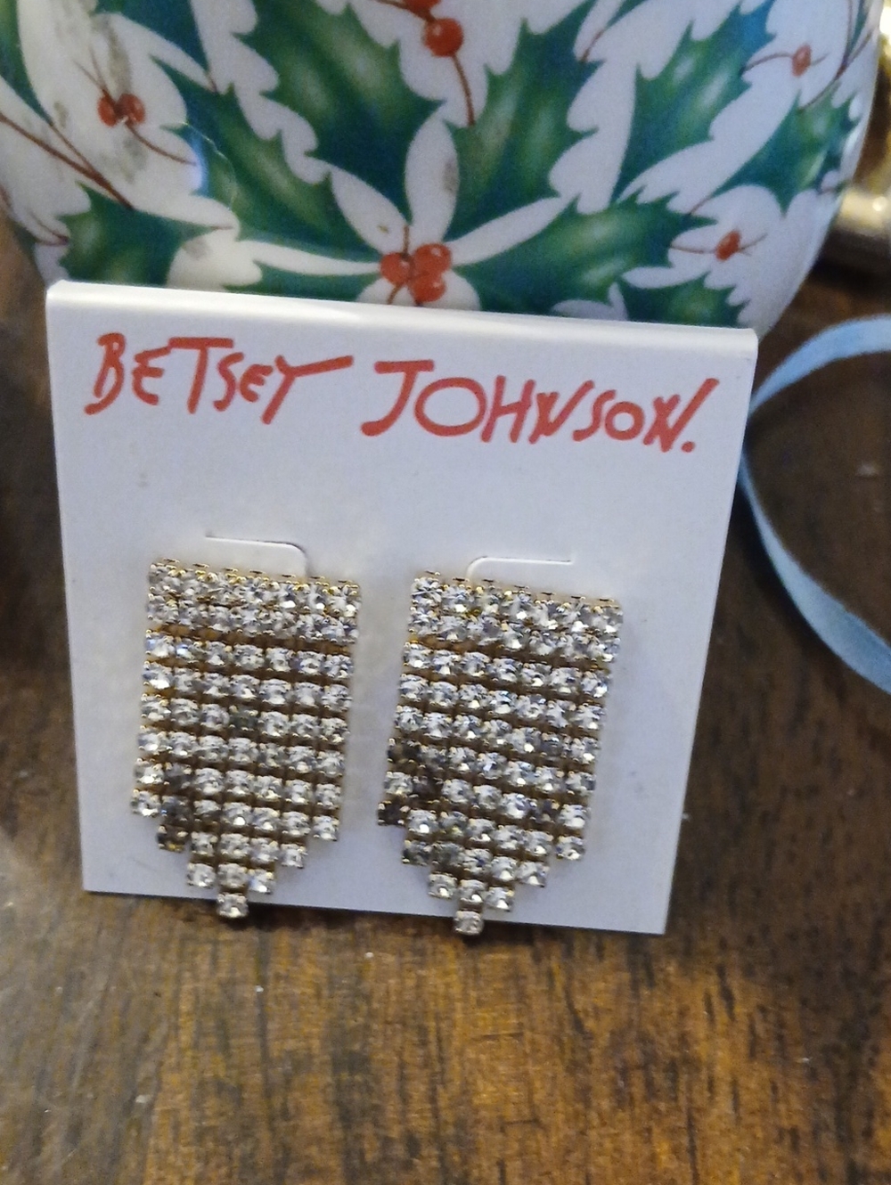 Betsey Johnson Gold Crystal Fringe Drop Earrings